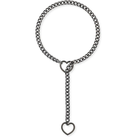 Heart O-ring Slip Chain Necklace For Women, Handmade Punk Gothic Cuban Necklace Jewelry Adjustable Lariat Y-Necklace