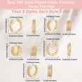 thumbnail image 2 of 1 Box 5 Pairs Small Hoop Earrings 18K Gold Plated Brass Cubic Zirconia Huggie Hoop Earrings Cartilage Piercing Ear Cuff TinyDIY, 2 of 7