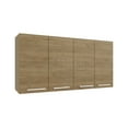 thumbnail image 3 of JERFIT 24 Inch Wall Mounted Kitchen Cabinet with 4 Doors, 2 Adjustable Shelves & Glass Organizer, Natural Wood Finish, Eco-Friendly Engineered Wood, 3 of 8