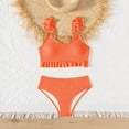 thumbnail image 2 of Staki Girl's 2 Piece Bikini Set Girl's 2 Piece Bathing Suit Solid Sport High Waist Bikini Set Swimsuit 5-9Y 10-14Y(Orange,11-12 Years), 2 of 7