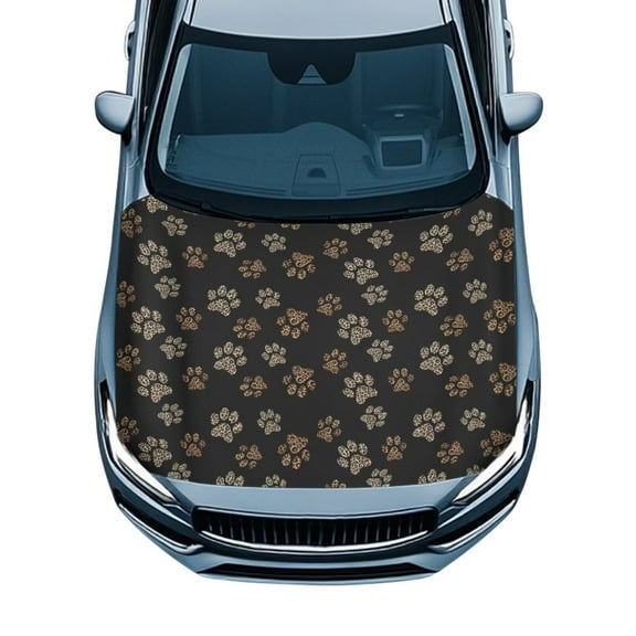 Uorisanigo Car Hood Cover Heat-Resistant Leopard Dog Paw Print Car Bonnet Banner Suitable Most Automotive Sedans Trucks Pickup Sports Cars Accessories