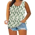thumbnail image 2 of Womens Tops Summer Women Sleeveless Floral Printed Button Plus Size Tank Tops Loose Crew Neck Vest T Shirts Tunics Tee Plus Size Tops for Women, 2 of 6