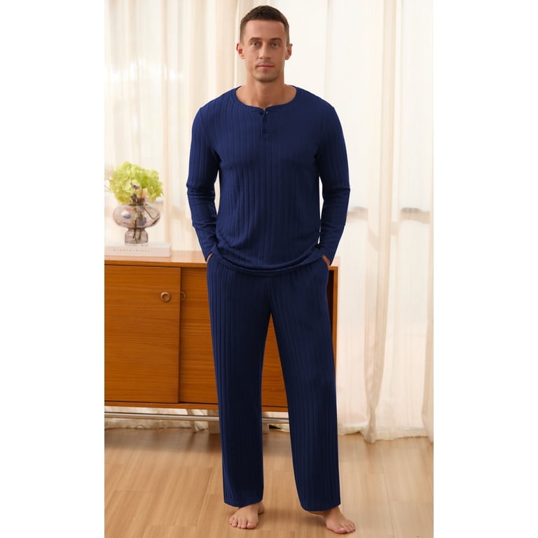 QDG Men's Pajama Set Brushed Ribbed Henley Neck photo 2