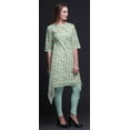 thumbnail image 4 of Bimba Green Leaves & Peony Floral Asymmetric Kurta Indian Tunic Tops For Women Printed Indian Clothing XX-Large, 4 of 6