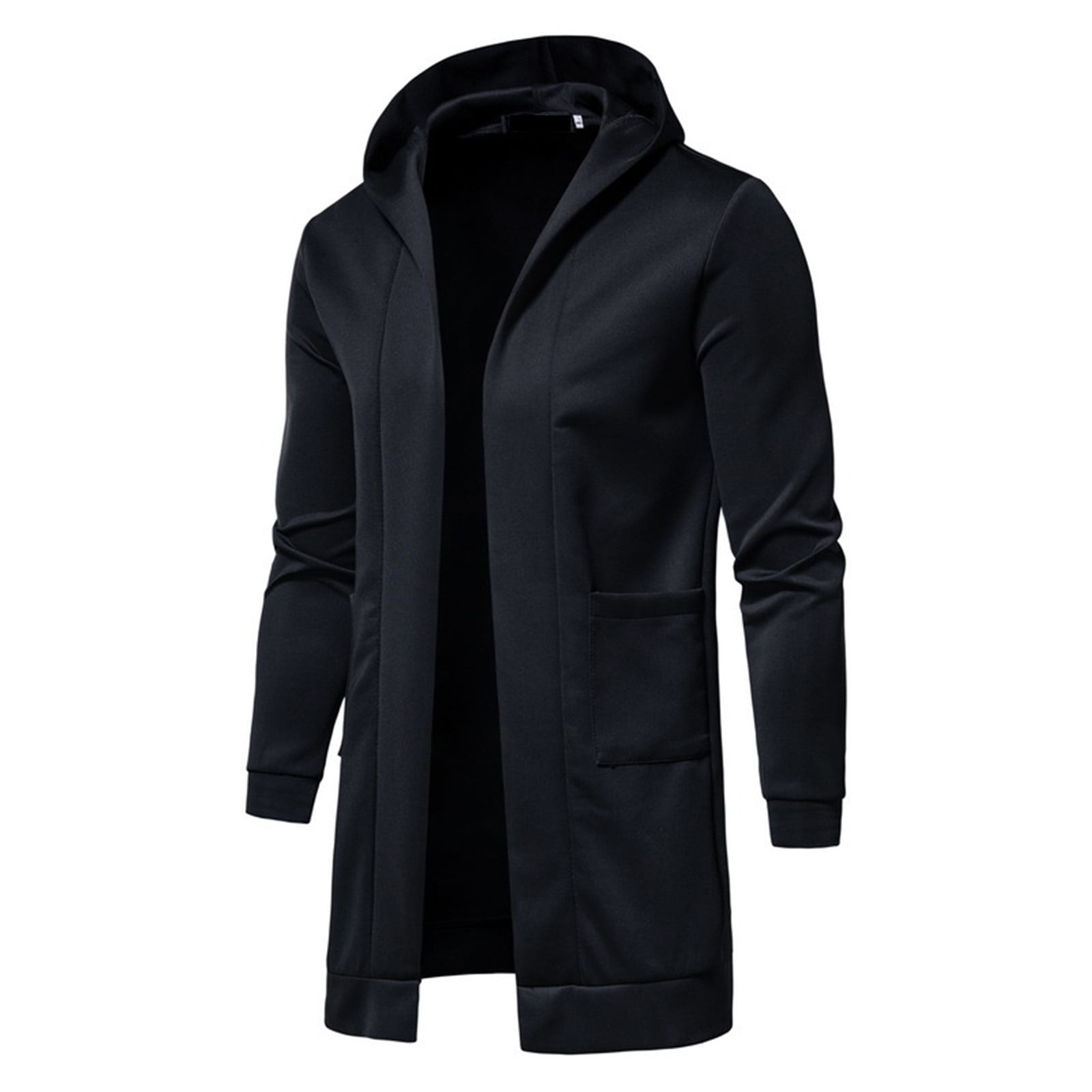wendunide hoodies for men Men's Autumn&Winter Solid Color Long Sleeved Windbreaker Hooded Coats & Jackets Mens Anoraks Black XL