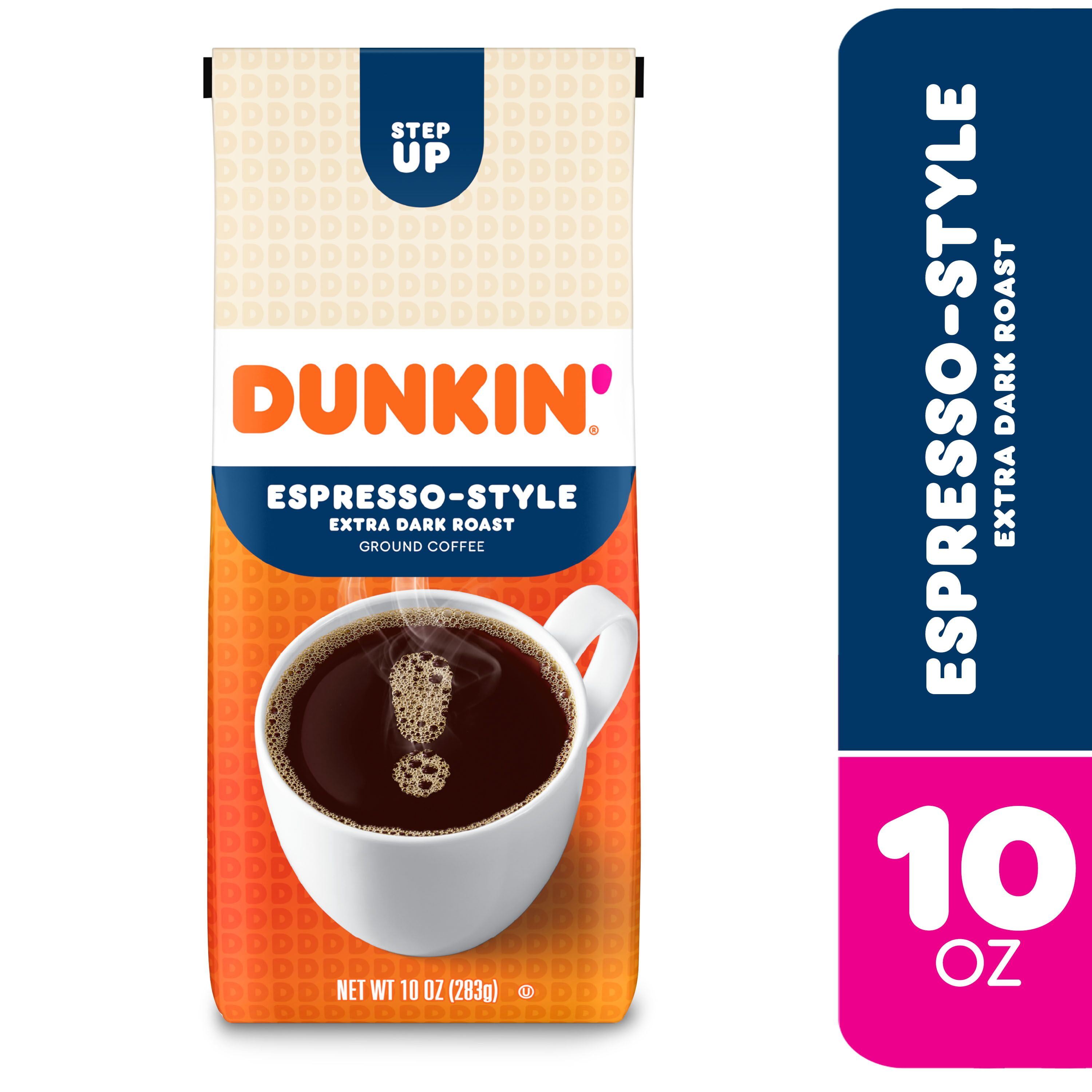 Dunkin’ Espresso-Style Extra Dark Roast, Bold Ground Coffee, 10 Ounce Bag