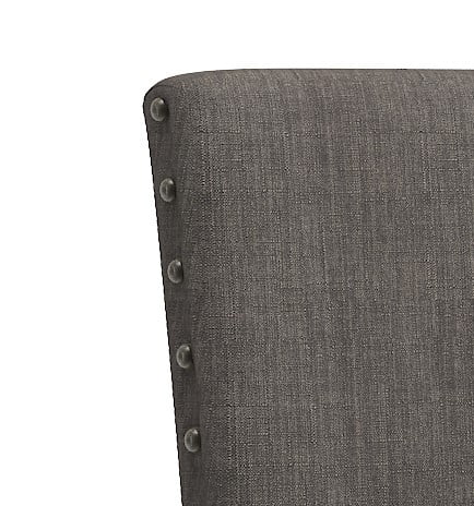 Weston Home Kirk Nailhead Accent Parson Linen Dining Chair, Set of 2, Charcoal