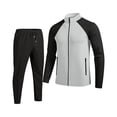 thumbnail image 3 of Frnrwgo Mens 2-Piece Tracksuit Jacket and Pants Set Loose Fit Color Block Raglan Sleeve Casual Fall Winter Outfit with Full zip, 3 of 7