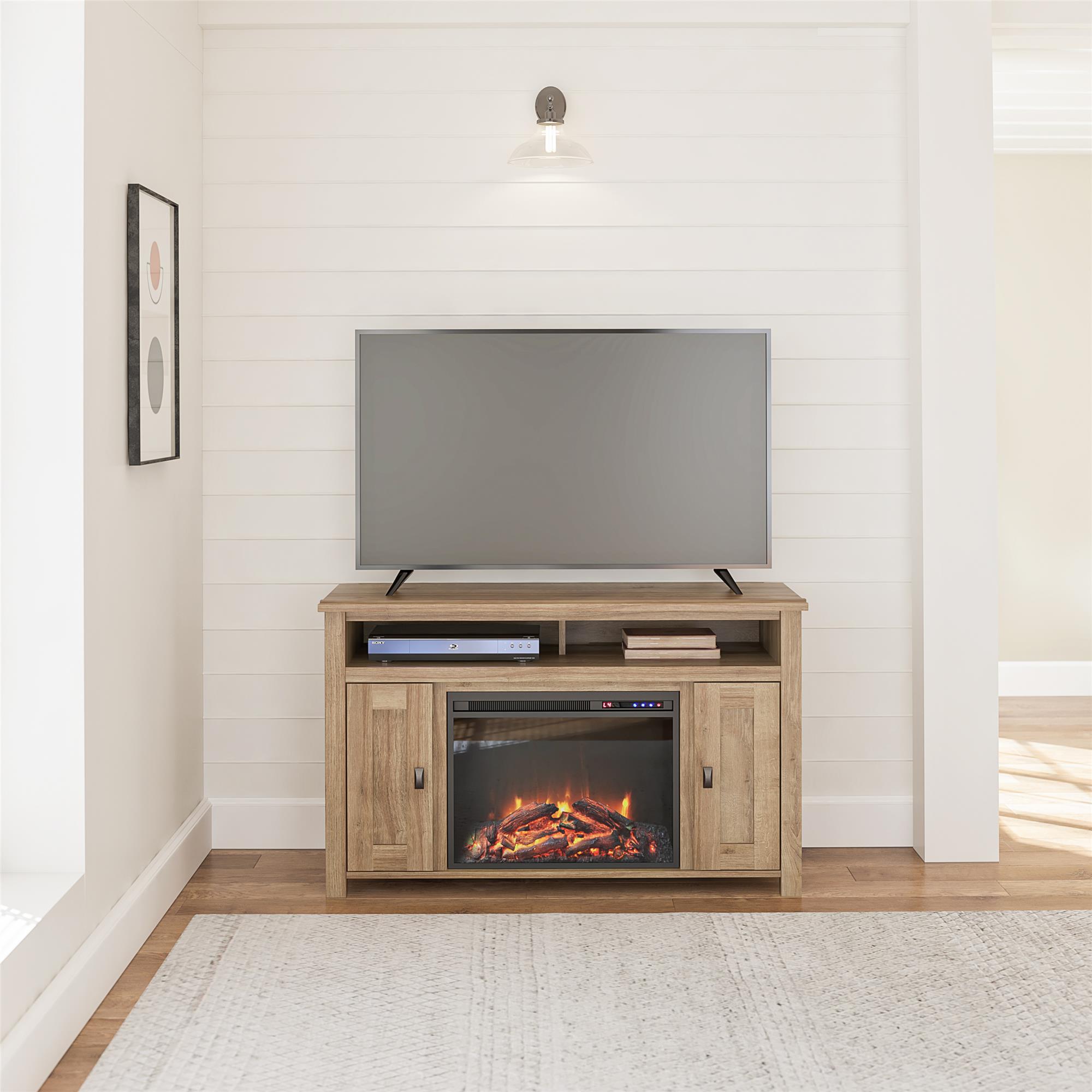 Woven Paths Scandi Farmhouse Electric Fireplace TV Console for TVs up