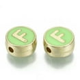 thumbnail image 2 of U8MO 10pc 8mm Flat Round Initial Letter A~Z Alloy Enamel Beads Metal Alphabet Spacer-F, 2 of 2