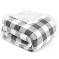 thumbnail image 1 of Manta PAVILIA Buffalo Plaid Sherpa gris claro 50x60, 1 of 8