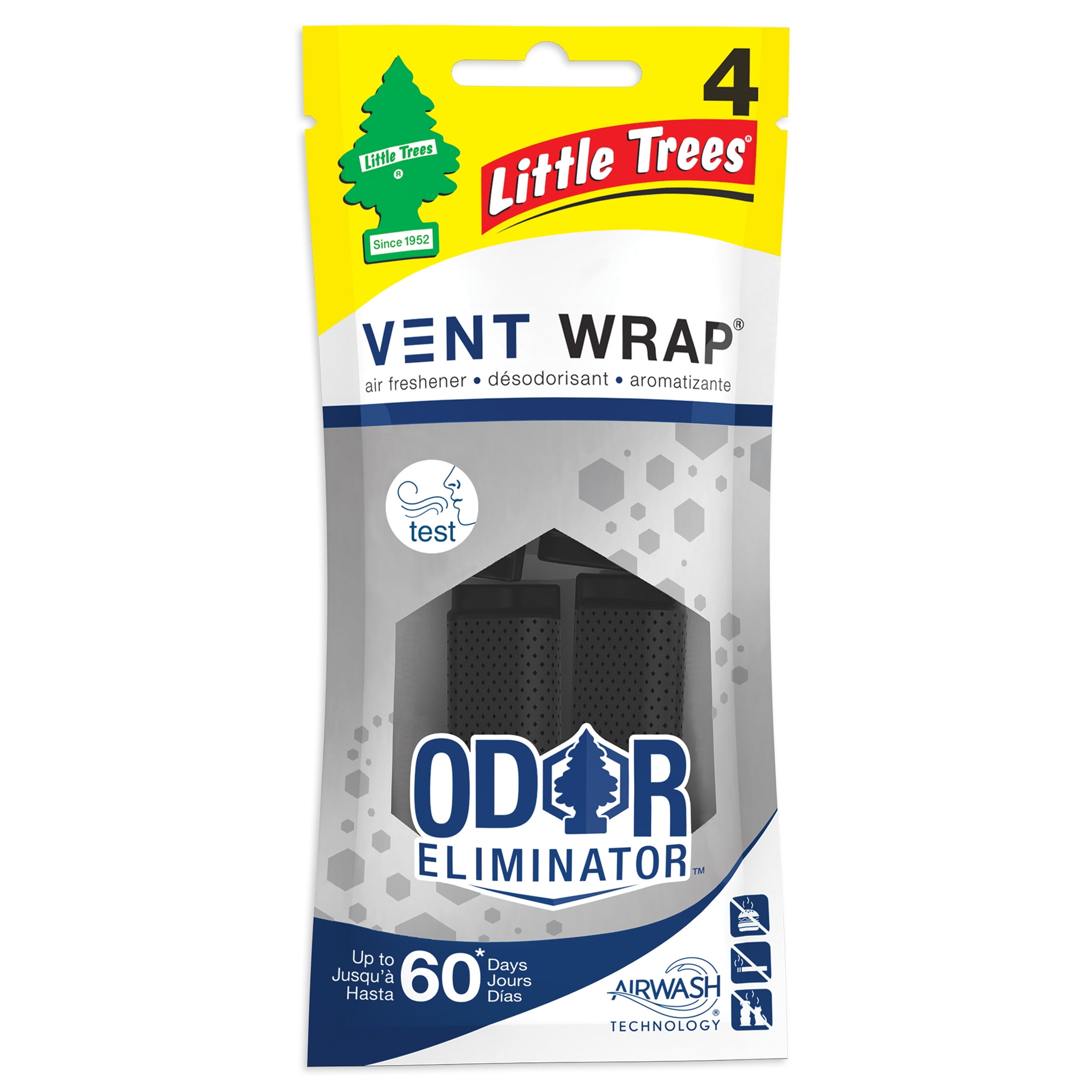 Little Trees Air Freshener Vent Wrap Odor Eliminator, 4 Pack