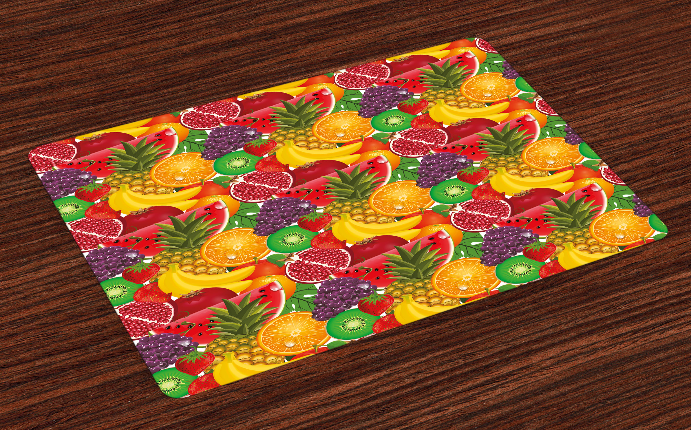 Colorful Placemats Set of 4 Exotic Tropical Fresh Ripe Juicy Fruits
