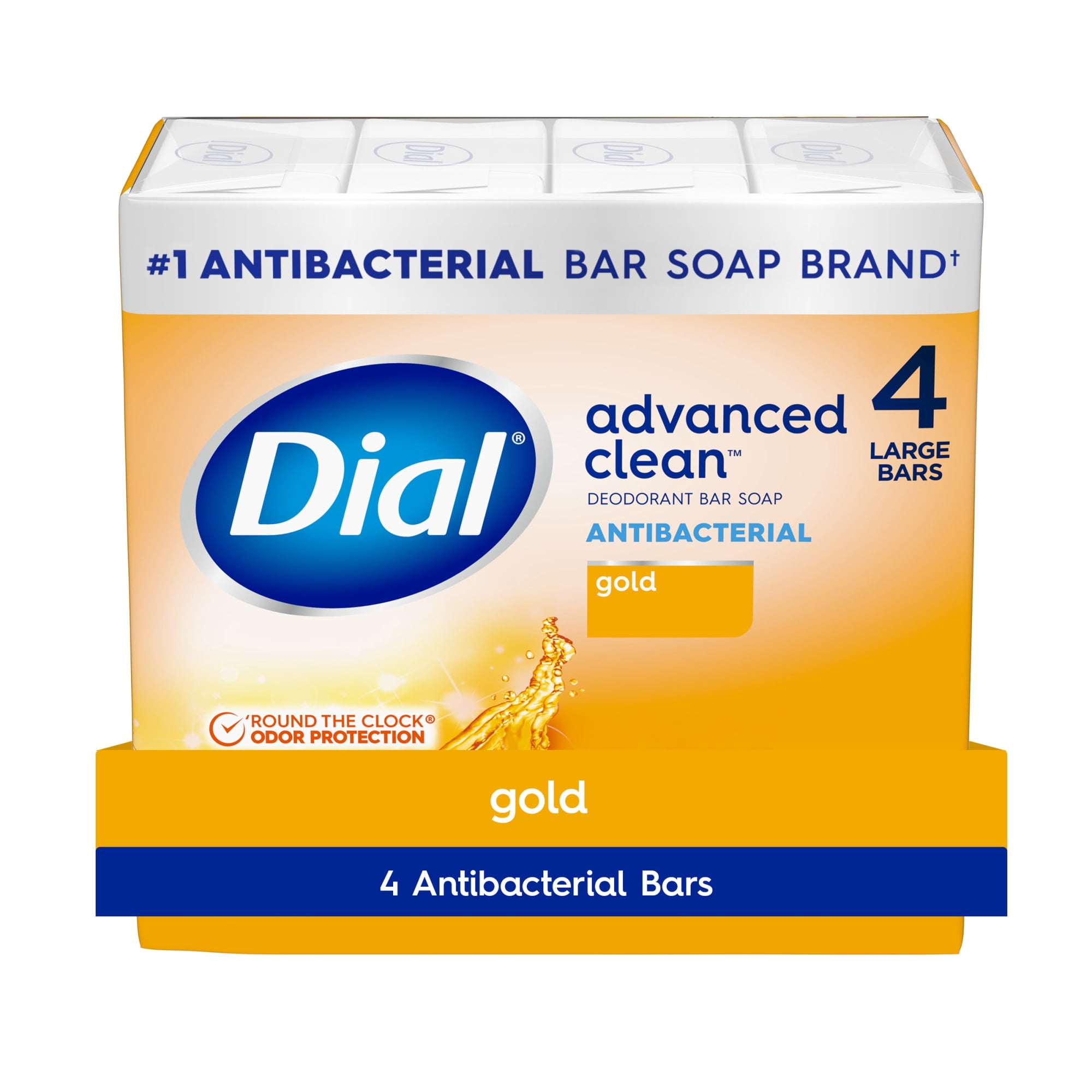 Dial Gold Antibacterial Deodorant Bar Soap, Advanced Clean Deep Cleanse Bar, 4 oz, 4 Bars