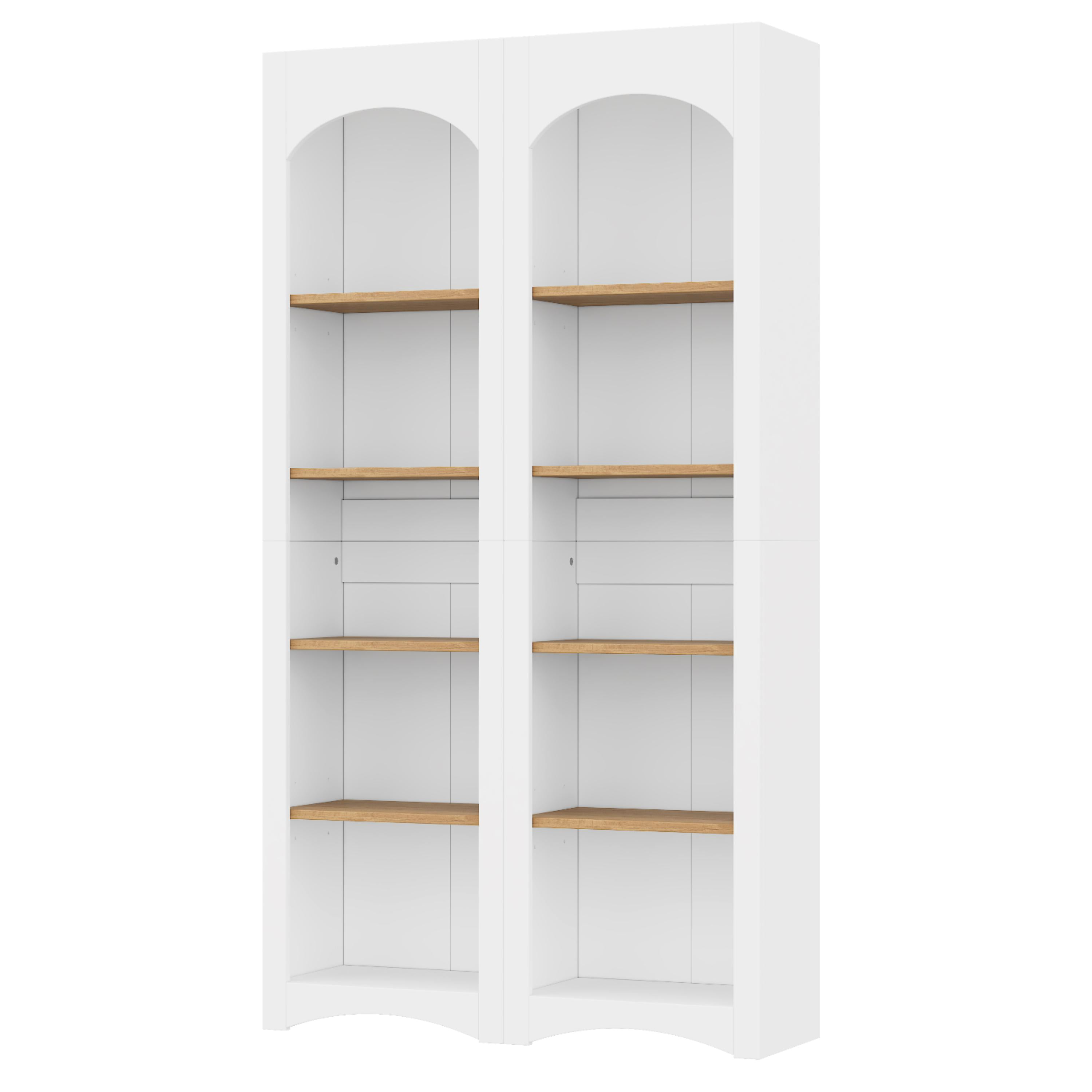 Leumius 5 Tier Bookcases Display Shelf with Adjustable Shelf,72" Tall Farmhouse Kitchen Pantry Cabinet for Living Room, Home Office, White