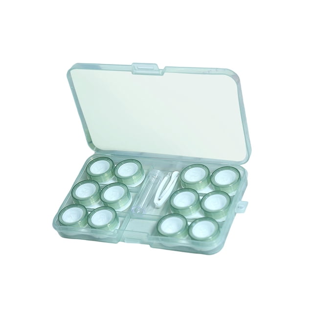 de contenedor de caja de lentes de contacto portátil de 6 pares para mujeres Conveniente Durable Verde jinwen Estuche para lentes de contacto