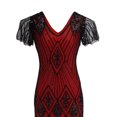 thumbnail image 2 of Baberdicy Fringe Dress Women V-Neck Short Sleeve Vintage Tassels Cocktail Flapper Dress Midi Length Casual Dresses for Women 2024 Trendy Wine, Size:S-2Xl, 2 of 3