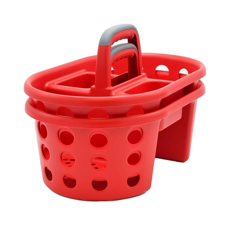SimplyKleen 2-Pack Plastic Shower Caddy and Bathroom Storage Organizer, Red