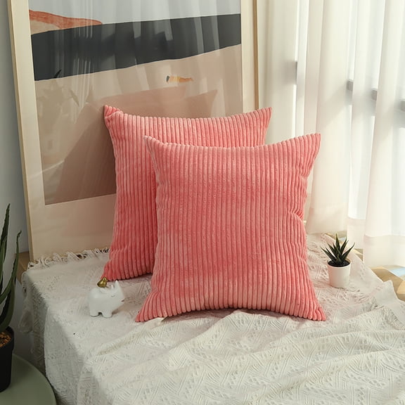Cevemin Solid Color Corn Stripe Corduroy Sofa Cushion Cover - 20x20 Inches Soft Polyester Pillow Cover for Home Decor Sofa Decoration