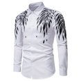 thumbnail image 2 of Tops para hombre Camisas Blusas Elegantes Camisas casuales de manga larga Cierre de botones Camisa simétrica con estampado de plumas Camisa Odeerbi ODB-5, 2 of 9