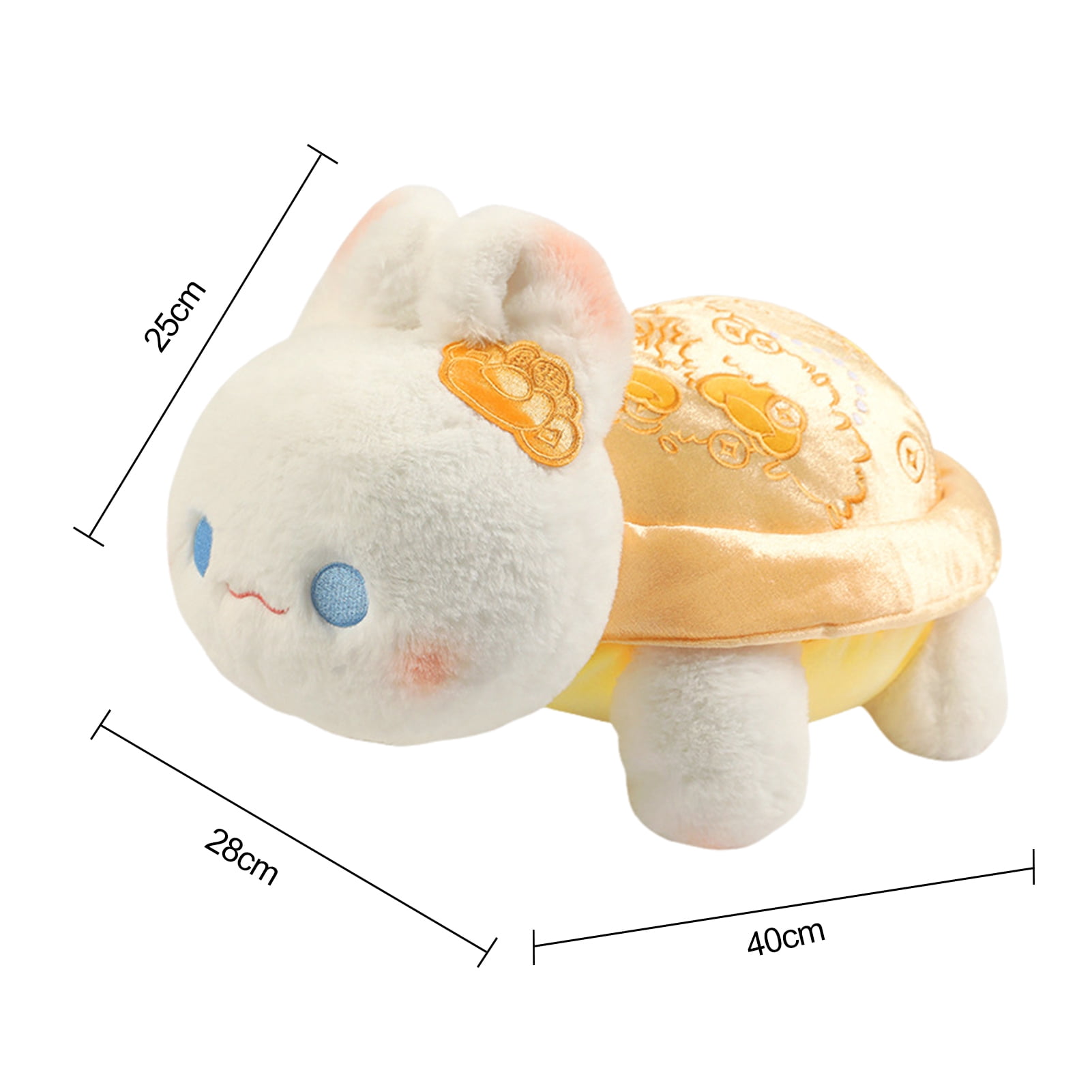 D-GROEE Soft Rabbit Plush Toy Rabbit Plush Toy with Shell Rose Golden Coins Pink Flower Soft Fuzzy Stuffed Plushie Home Decoration Girlfriend Valentine's Day