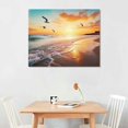 thumbnail image 2 of JEUXUS Beach Wall Art Decor for Living Room Ocean Canvas Picture for Wall Gold Sunset Painting for Bedroom Blue Seascape Theme Art Print for Bathroom Home Office Decoration Ready to Hang 20x16in, 2 of 4