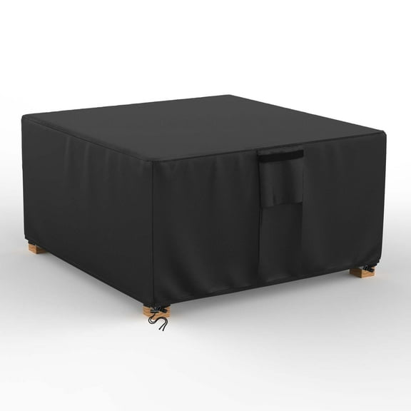 STARTWO Durable Square Fire Pit Cover Waterproof Heavy Duty with Spark Screen for 32-34 Inch Gas Fire Table,Black