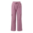 thumbnail image 4 of Pantalon Décontracté pour Femmes Taille Haute Jambe Droite avec Poches à Cordon Confortable Extensible pour Usage Quotidien Gym Extérieur Grande Taille Pantalon de Survêtement Décontracté Ample pour Femmes Chaud, 4 of 7