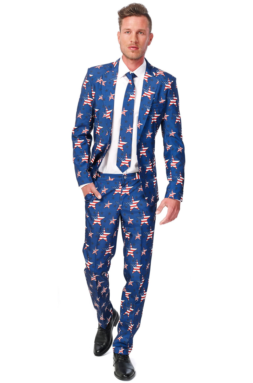 4th of July Outfits for Men 2 Piece Sets USA Flag Star Stripes Patriotic Suits