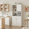 thumbnail image 4 of Tall Kitchen Pantry Cabinet, 70" Storage Cabinet with Countertop Shelf and Drawer, Freestanding Fluted Kitchen Hutch Cupboard for Dining Room, Living Room，White, 4 of 8