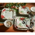 222 Fifth Holiday Wishes 12Piece Porcelain Dinnerware Set, Red/Green/Multi, Festive Design