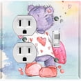 thumbnail image 1 of Metal Light Switch Wall Plate Outlet Cover (Love Friend Purple Teddy Bear Heart Pillow - Single Duplex Single Toggle), 1 of 2