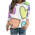 thumbnail image 1 of VALMASS Chandails en Molleton de la Saint-Valentin pour Femmes Manches Longues Col Rond Décontracté Mode Ample Blouses (2TG, Blanc-B), 1 of 4