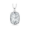 Gem Stone King Rhodium Plated 18X13MM Octagon Cut Pendant Made with Crystals