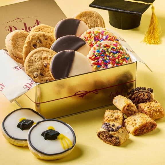 Dulcet Gift Baskets Congratulations Graduation Gourmet Treats in a Tin-Sprinkle Flaky Rugelah