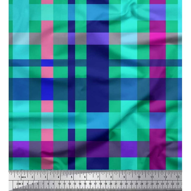 Soimoi Cotton Jersey Fabric Check Check Print Fabric by the Yard 58 Inch Wide
