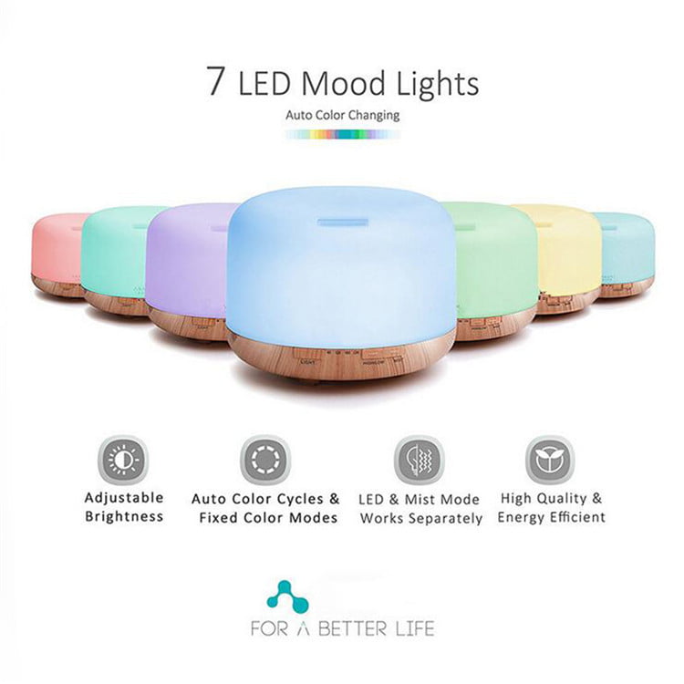 Essential Oil Diffuser, 500ml Aromatherapy Diffuser with 8x10ml Essential  Oils Set, Aroma Diffusers for Home, Humidifier for Bedroom, Remote Control