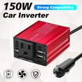 thumbnail image 1 of PENGX US 150W Inverter  Car Power Converter  150W Power Converter  Car Power Converter  DC 12V To AC 110V  With 2 USB Ports  1 110V US Power Jack. Cigarette Lighter Plug Is Conveniently D, 1 of 7