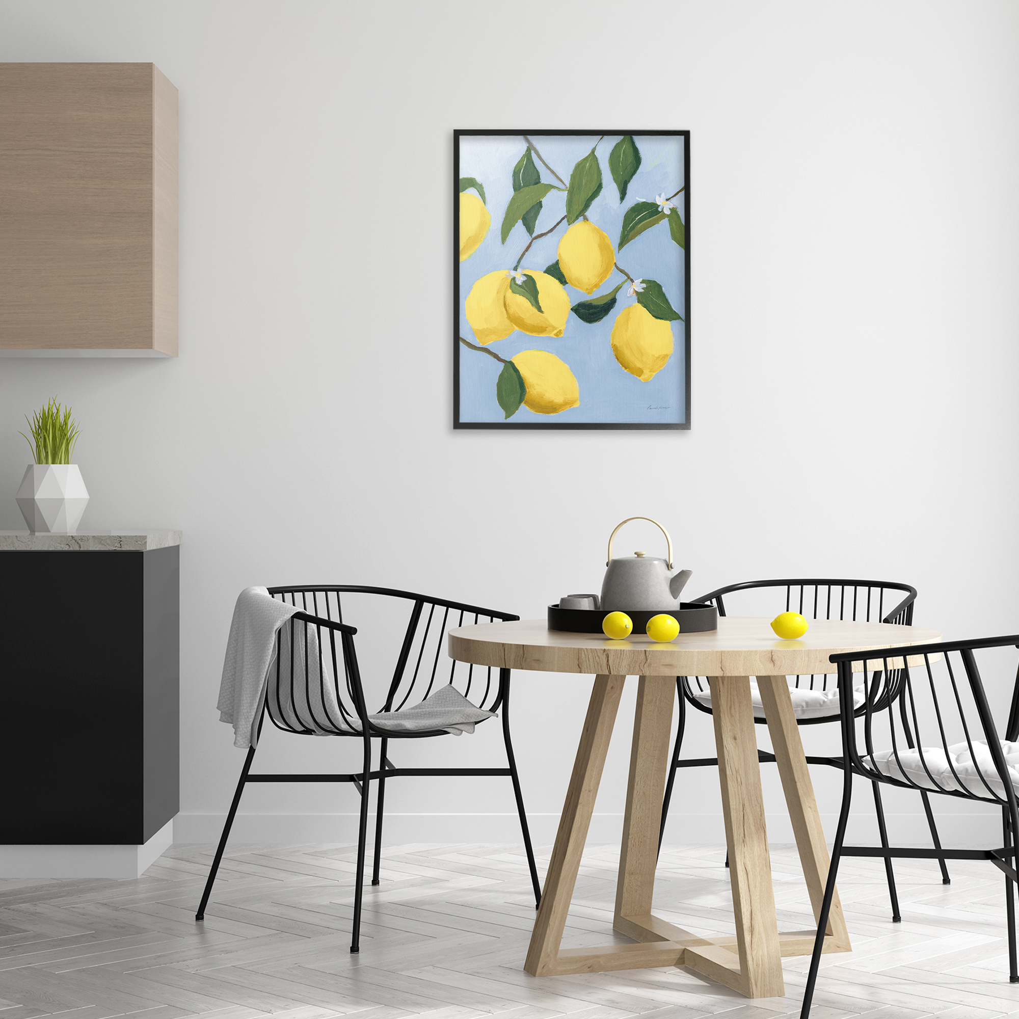 Stupell Industries Winding Lemon Tree Food & Beverage Painting Black Framed Art Print Wall Art, 24 x 30