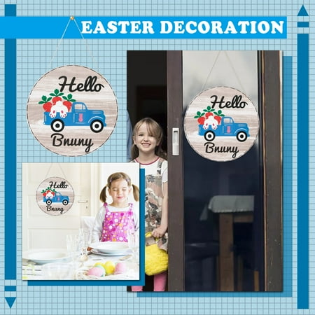 

WOXINDA Pendant Round Wooden Hanging Decoration Easter Door Plate Car Decoration Plate Hangs