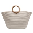 thumbnail image 1 of Bolso de playa de cuerda de algodón Casual para mujer Bolsos con asa superior Color sólido para el trabajo (Blanco) Likrtyny Para Estrenar, 1 of 8