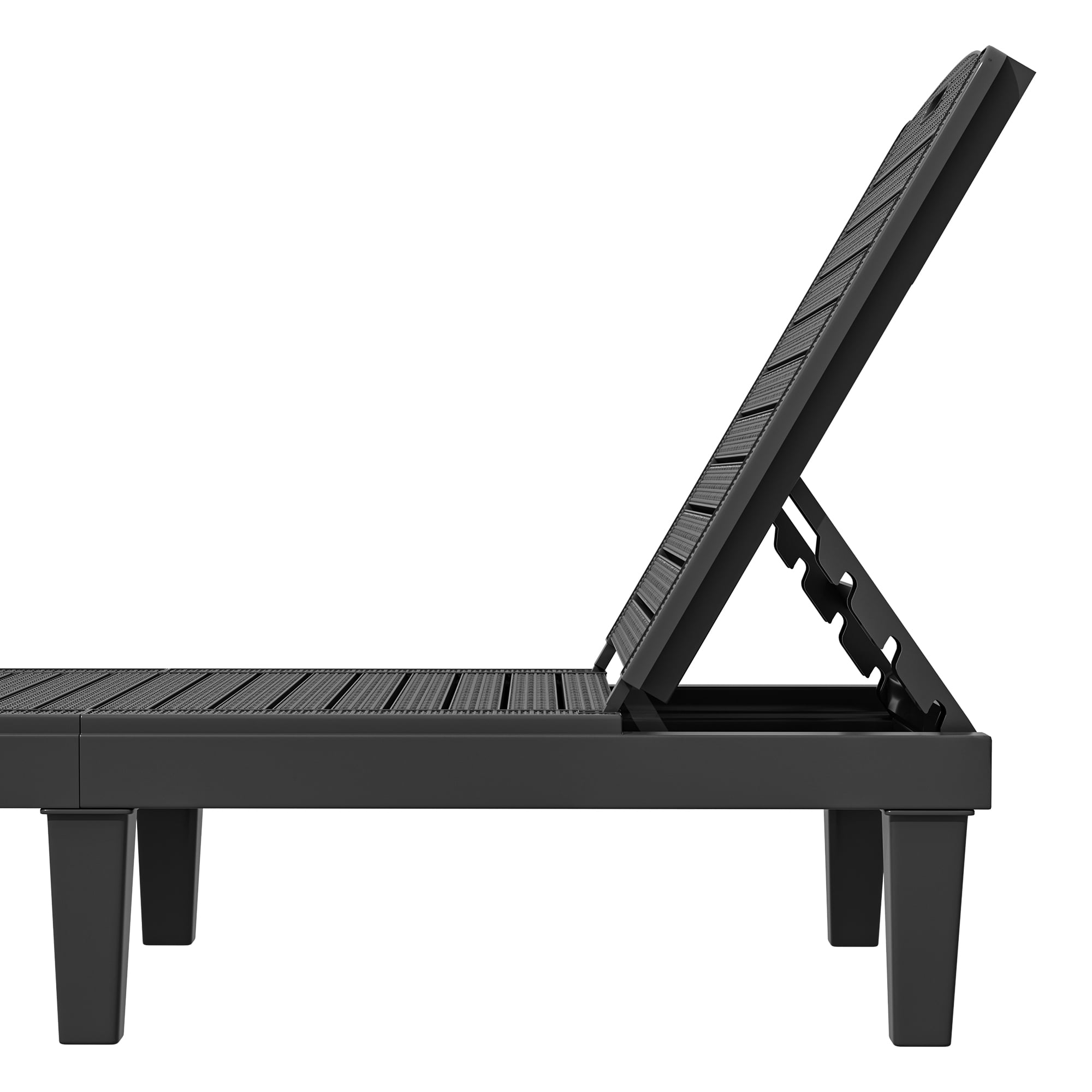 Uforic Outdoor Chaise Lounge, 5-Position Adjustable Backrest, Waterproof for Patio & Poolside, Black