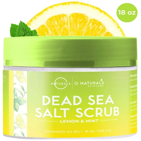 O Naturals Exfoliating Lemon Oil Dead Sea Salt Deep-Cleansing Face & Body Scrub. Anti-Cellulite Tones Treats Oily Skin, Acne, Ingrown Hairs & Dead Skin Remover. Essential Oils, (Best Way To Treat Body Acne)