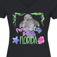 thumbnail image 4 of Inktastic Panama City Beach Florida Cute Swimming Manatee Women's V-Neck T-Shirt, 4 of 5