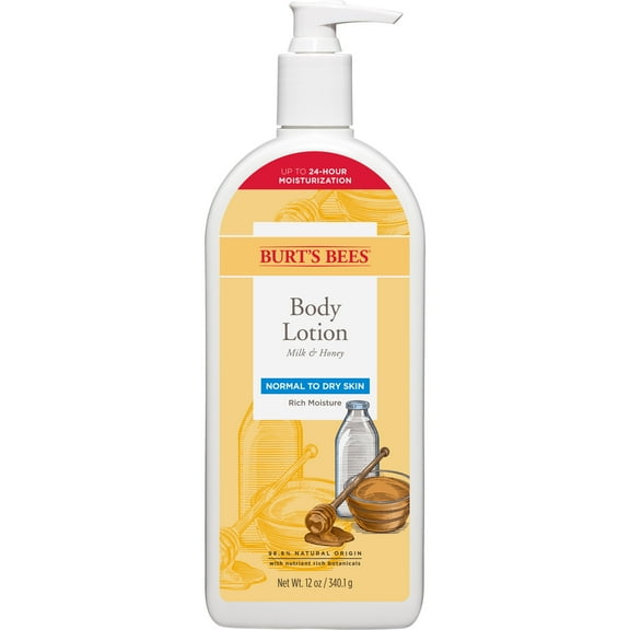Burt's Bees Body Lotion for Normal to Dry Skin with Milk & Honey, 12 Oz