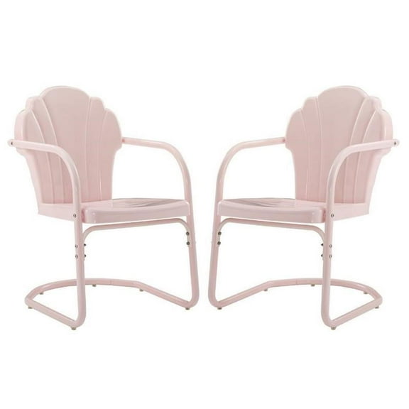 Home Square 2 Piece Tulip UV-resistant Metal Patio Chair Set in Pink