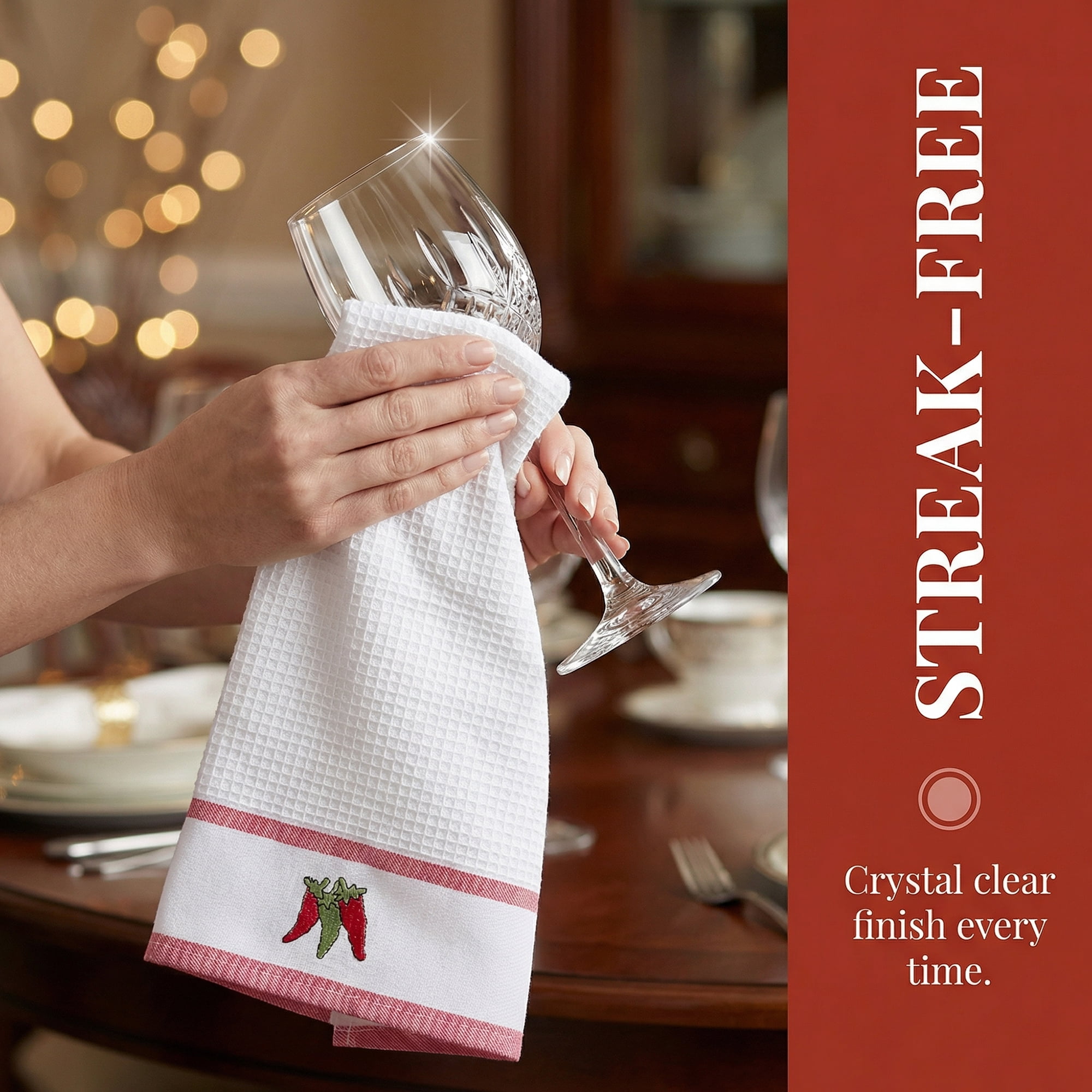 Unique Bargains 2Pcs Cotton Absorbent Fast Drying Dish Towels White Pears 25" x 15"