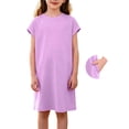 thumbnail image 2 of UQJfacai Girls Short Sleeve Dress A-Line Loose Casual Shift Swing Summer Crewneck T-Shirt Dress with Pockets 5-14 Years, 2 of 9