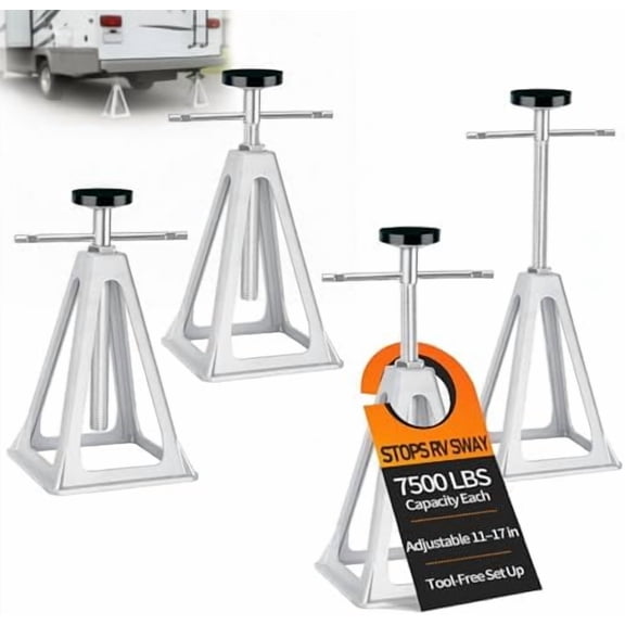 RV Stabilizer Jacks Set of 4 (7500 lbs Each), Adjustable 11""-17"" Aluminum for Trailers Campers
