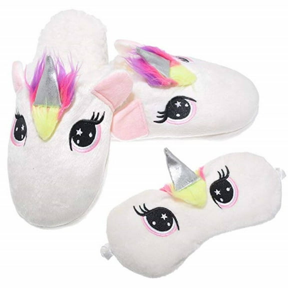Unicorn Sleeping Mask and Slippers Set (Little Girl and Big Girl)